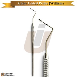 Medentra Periodontal Marking Color Coaded Probe Tooth Examination Perio Depth Probes - William Probe