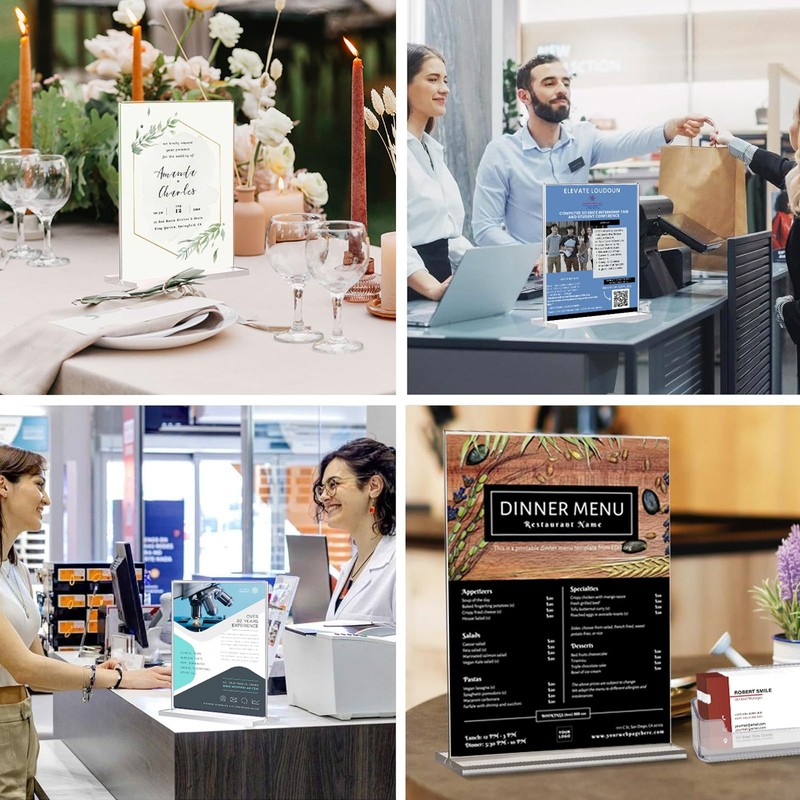 RAYNEAY A4 Acrylic Sign Holder, 2 Pack T-Shape A4 Perspex