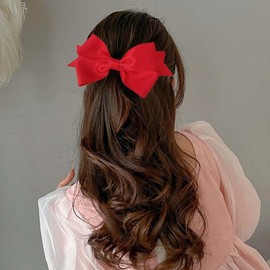 TseenYi Large Hair Bow Clips Bow Tail Satin Hair Clip Red Ribbon Bow Knots Hairpins Big Bow Ties Tail Barrette Hairclips Ties Knot Barrette Winter Ribbon Bow Accessories