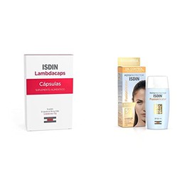 ISDIN Suplemento Alimenticio Lambdacaps 30 Cápsulas  Fotoprotector Fusion Water SPF 50, Protector Solar Facial de fase acuosa para uso diario,...     