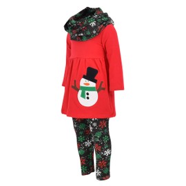 Unique Baby Girls Christmas Snowman 3 Piece Winter Outfit (7/XXL, Red)