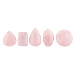 CRYSTALIS Wholesale 5pcs Natural Rose Quartz Loose Gemstone Bulk Cabochons Jewelry Making Supply, Chakra Healing Polished Stones, Wire Wrapping, DIY, Gem Collection