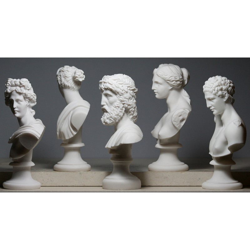 Set 5 Bust Head God Zeus Artemis Aphrodite Hermes Apollo