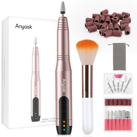 Anyask Cordless Electric Nail Drill Machine 11 in 1 Kit 25000RPM Portable Rechargeable Nail Efile Set for Acrylic Gel Dip Powder Nails:_purple