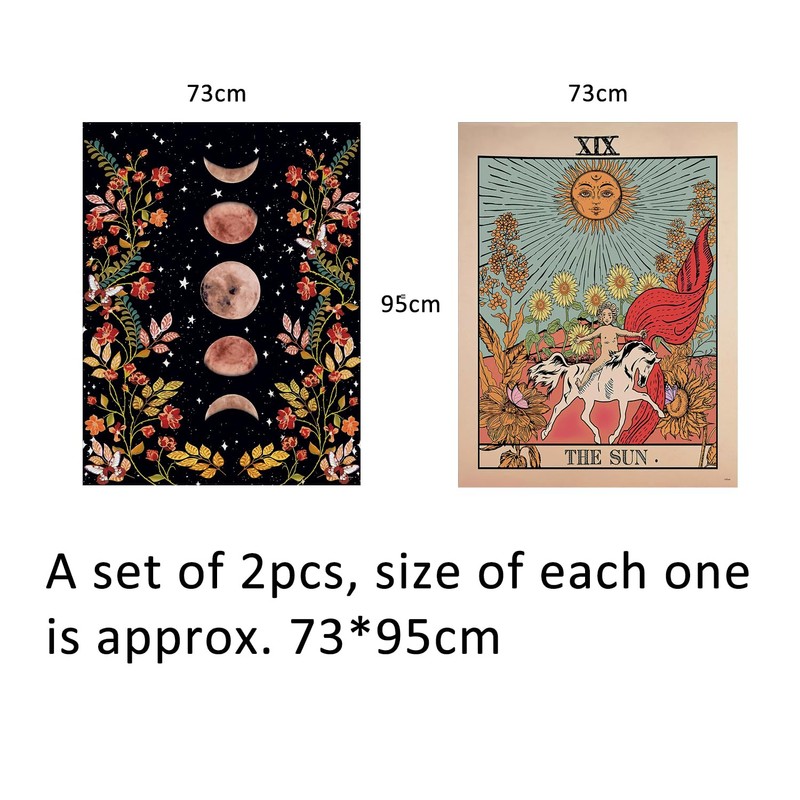 Ulticool Tapestry Decoration Home - Sun Nature Flowers Tarot Horoscope