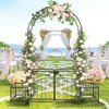 YLIEHS Elegant Iron Garden Arch with Door, Climbing Plants and