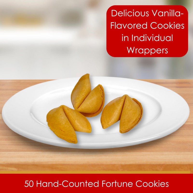 50 Fortune Cookies - Individually Wrapped with Fun, Traditional Fortunes,