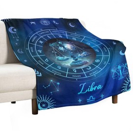NICEFORNICE Libra Blanket Gifts, 80" x 60" Rectangular Flannel Zodiac Throw Blanket Cozy, Gift for Boys Girls Teen Women Men Tarot Cards Lovers Birthday Anniversary Festival