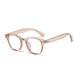 OSAGAMA Blue Light Filter Vintage Retro Round Glasses with Clear Lens Bluelight Blocker Without Prescription, Clear Tee