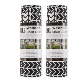 DII Fridge & Shelf Liner Collection Non-Adhesive, Cut to fit, Machine Washable, 12x20, Black Herringbone, 2 Piece