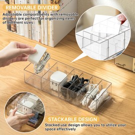 FRETONBA 2 Pack Cable Storage Organizer Box with 8 Compartments, Small