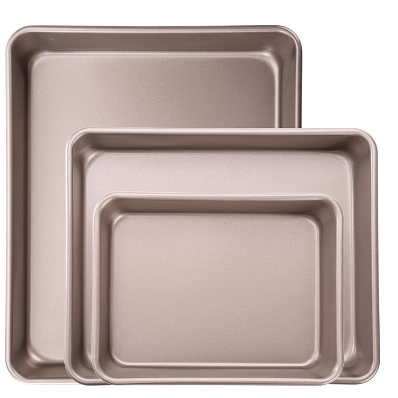 Dicunoy Set of 3 Deep Baking Pans, Nonstick Rectangle Cake