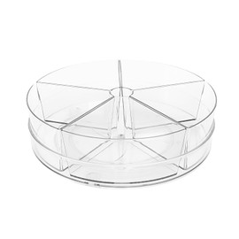 Roninkier Clear Lazy-Susan Organizer with 5-Removable-Bins - 11 Inch Round Plastic Rotating Storage Container for Cabinet, Pantry, Kitchen, Fridge, Vanity