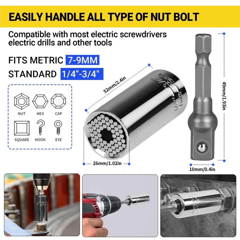 Flexible Drill Bit Extension Set, Including Right Angle Drill Attachmen,