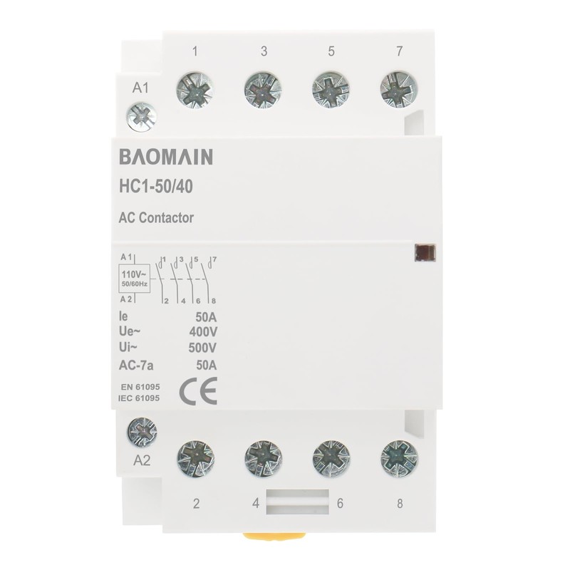 Baomain 4-Pole 4NO Contactor with 110volt AC Coil 50A Normal