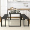 Allewie 3-Piece Dining Table Sets with Benches, Heavy Duty Metal