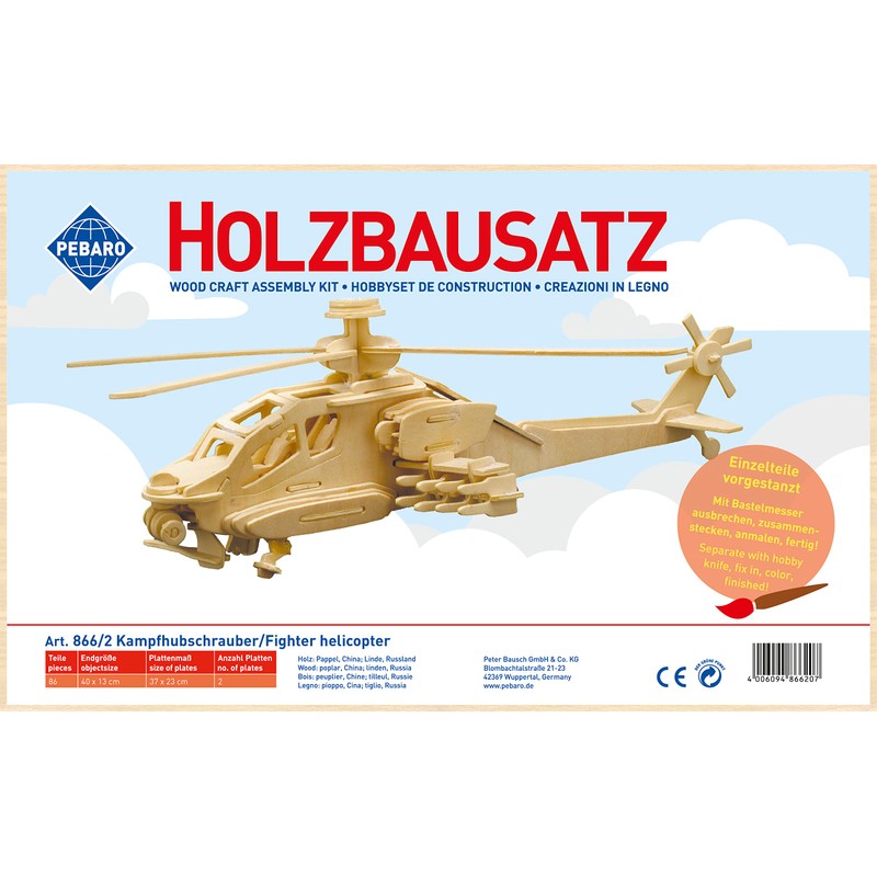 Pebaro 866 / 2 Wooden Modelling Kit Helicopter Apache