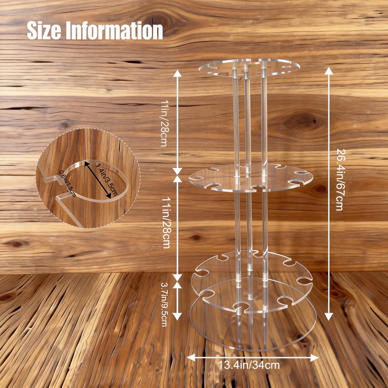 SOVQUEST Acrylic Champagne Tower, 3 Tier Round Cocktail Tree Rack