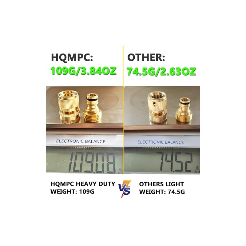 HQMPC Solid Brass Garden Hose Quick Connectors - 4 Sets