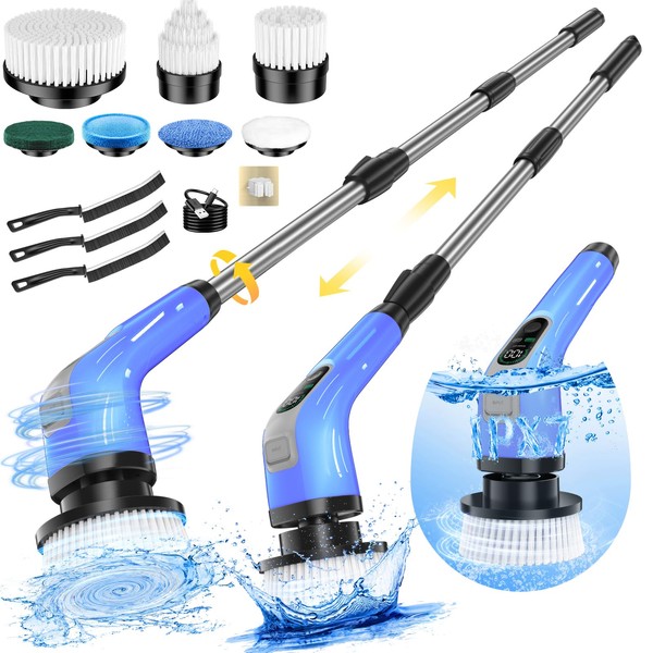 Electric Spin Scrubber, Shower Scrubber with Extension Handle for Kitchen