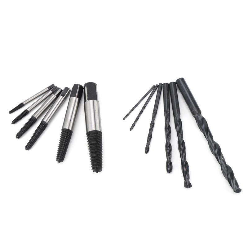 12Pcs Steel Screw Extractors and Drill Bits Guide Set Broken
