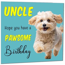 Uncle Birthday Card for Men Women Dog Pawsome Birthday Cards for Uncle
