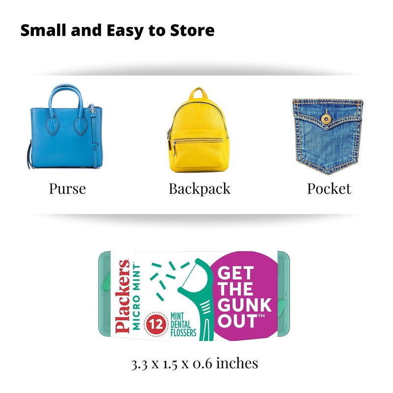 Plackers Micro 12 Count Flosser with Travel Case, Mint, 4-Pack