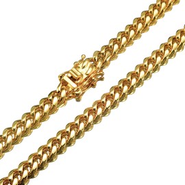 Jewelry Kingdom 1 Mens Necklace 18K Gold Chain Cuban Link Chain for Men's Jewelry, Necklace for Women, Top 316L Stainless Steel(22inches Length, 6MM Width Necklace)