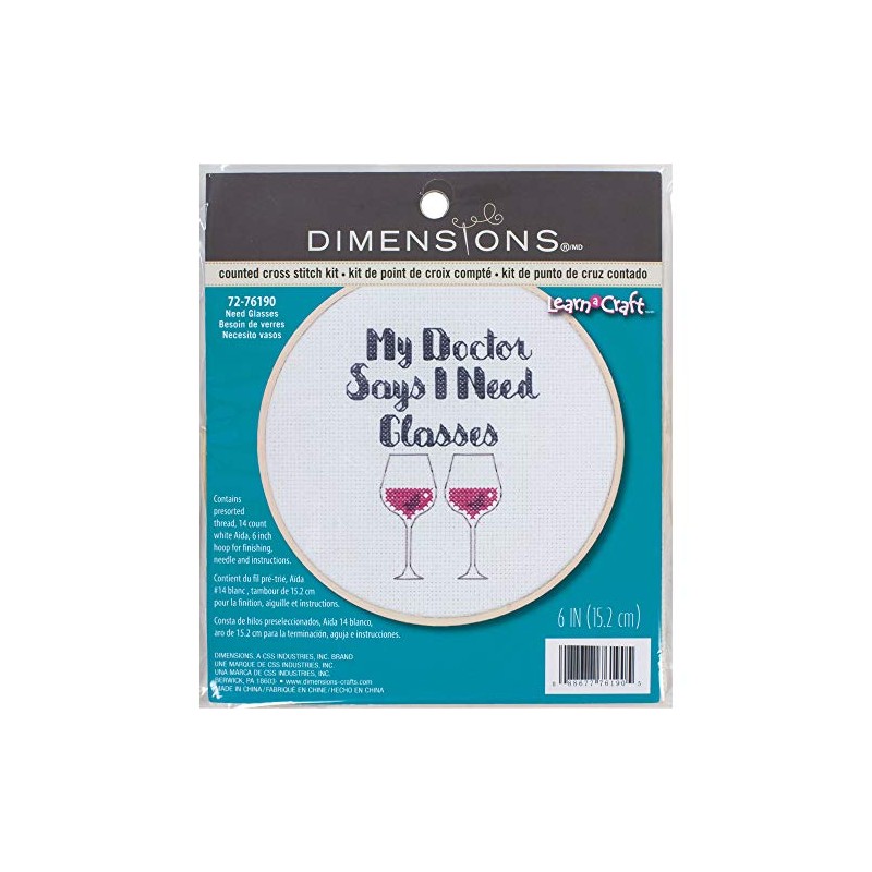 Dimensions 72-76190 Need Glasses Counted Cross Stich Kit, 14 White