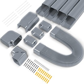 KuriProtect 4" W 16.5Ft Decorative PVC Line Set Cover Kit for Mini Split Lineset Cover Kit for Air Conditioner & Heat Pump (Grey)