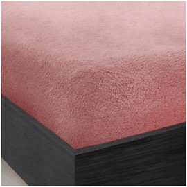 GC GAVENO CAVAILIA Teddy Bear Double Fitted sheet | Fleece Thermal Warm Plain Soft Cuddly Fluffy Fitted Bed Sheets Double | Pink