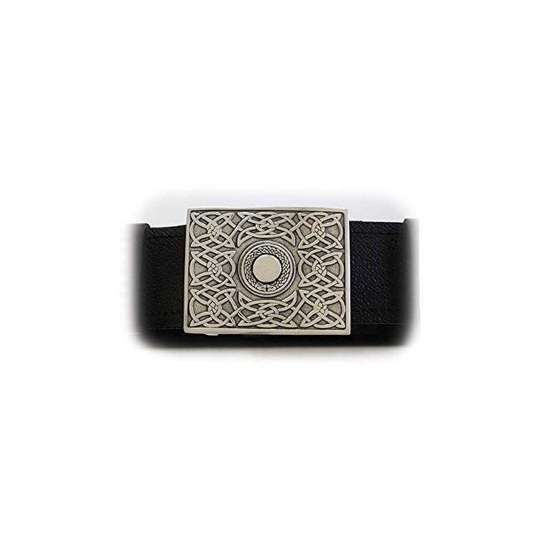 Polished Pewter Celtic Knot Belt Buckle Made in Scotland