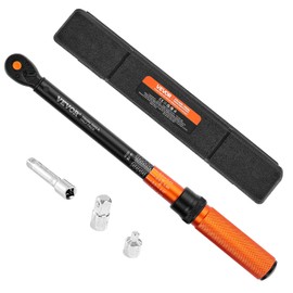 VEVOR 3/8 Inch Drive Torque Wrench, 10-100 ft.lb/13.6-135.6 Nm, Dual-Direction Adjustable Click Torque Wrench with 1/2 & 1/4 adapter, 3" Extension Bar, for Automobile Repair