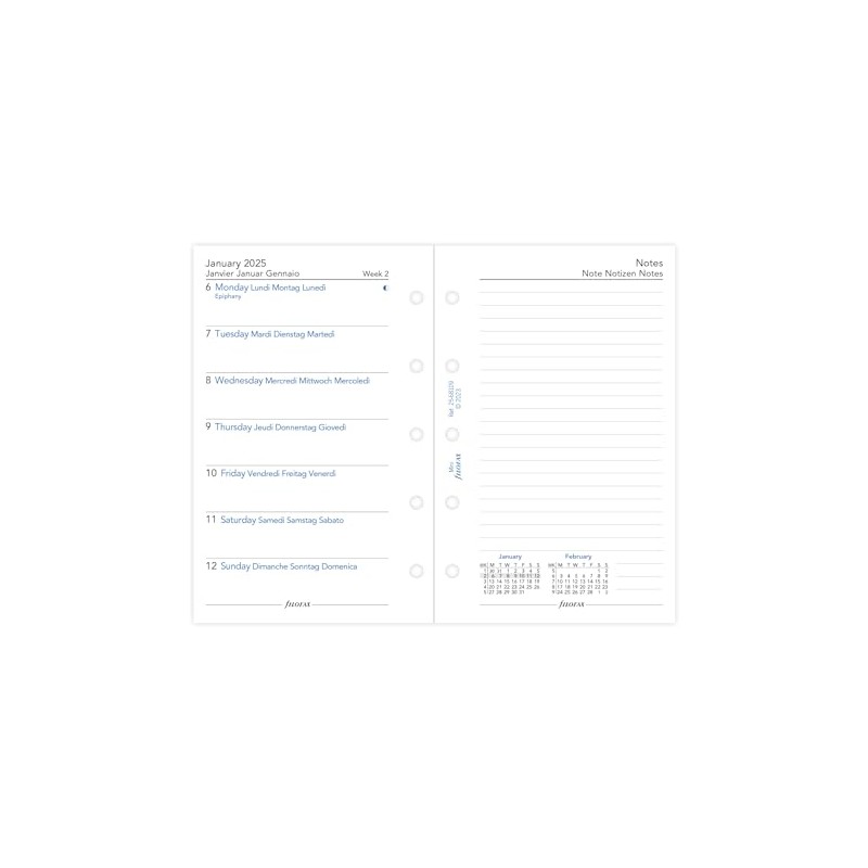 Mini Week per page with notes 4 language 2025