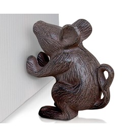 Cast Iron Mouse Door Stop by Comfify- Decorative Vintage Rustic Door Stop - Stop Your Bedroom, Bath and Exterior Doors with Style - Rustic Brown Color