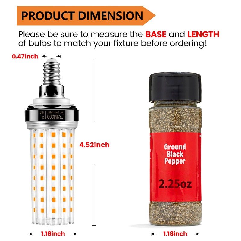E12 LED Bulb, 6pcs 20W LED Corn Light Bulb 150W