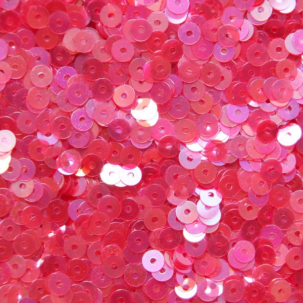 4mm Flat Round Sequin Paillettes ~ Ruby Red Rainbow Iris