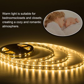 JUNWEN 20FT LED Strip Light Warm White 360 LED Beads,12V Soft Dimmable Lights Strip,Flexible Undercabinet Tape Lighting,Bedroom String Light with UL Listed Power Supply