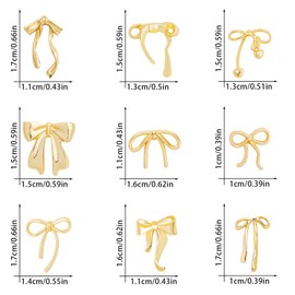 9 Pairs Gold Bow Earrings for Women Cute Ribbon Bow Stud Earrings Jewelry Bulk Christmas Gifts for Women
