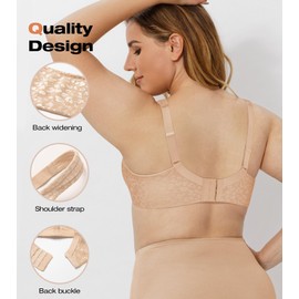 WingsLove Full Coverage Bras for Women Wirefree Non Padded Minimizer Bra Full Support Bra Brassiere Femme Leopard-Pink,36DDD