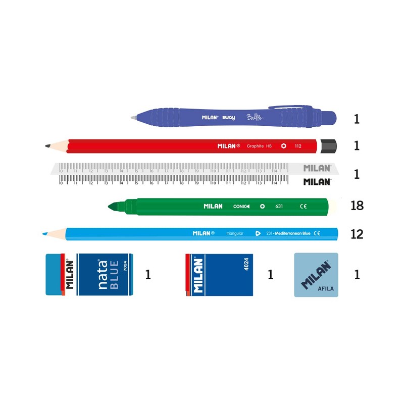 MILAN® Fun Animals Series 2 Tier Pencil Case Blue