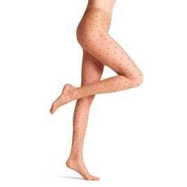 FALKE Women's Dot Bicolor 15 DEN W TI Sheer Patterned 1 Pair Tights, Skin colour (Powder 4169), L
