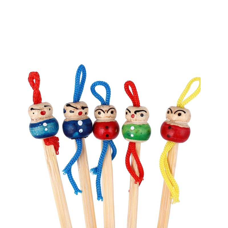 uxcell 5 Pcs Ear Bamboo Pick Cleaner, Cute Doll Head