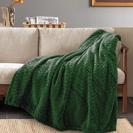 Inhand Fleece Throw Blanket, Super Soft Flannel Cozy for Adults, Washable Lightweight for Couch, Sofa, Bed, Office, Warm Plush for All Season, Green, 50"×60"