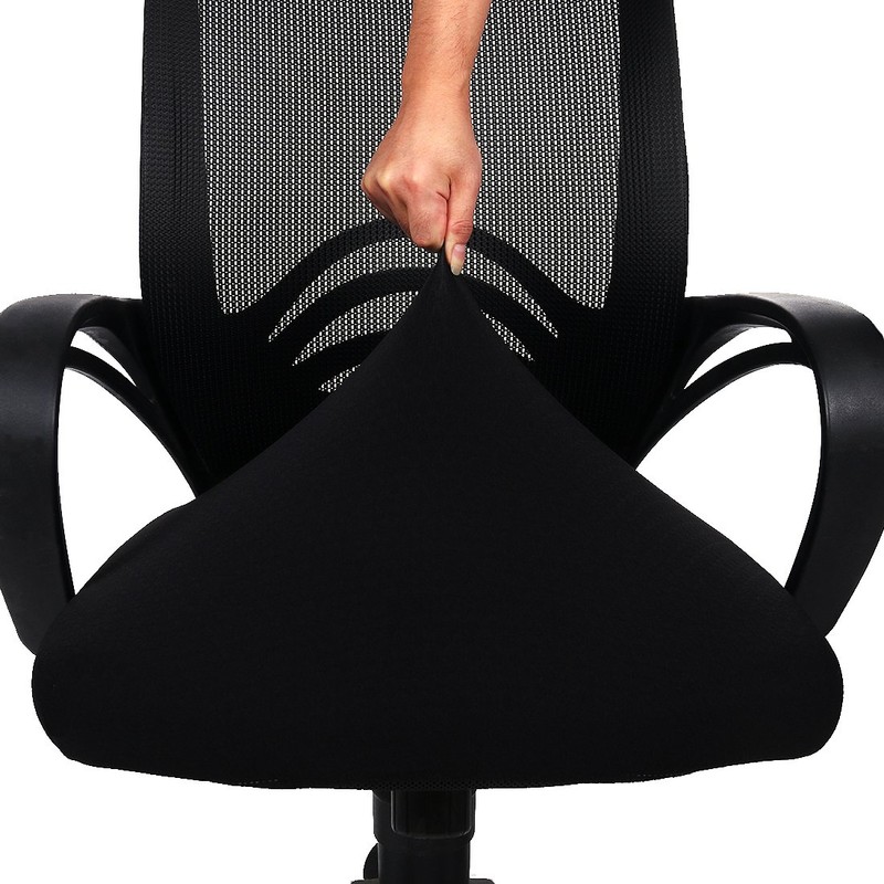 smiry Stretch Chair Seat Covers for Office, Black 1PC Jacquard