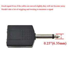 Hahiyo 6.35 M-2x6.35 F-TS Stereo Plug Interconnect Audio One Male 6.35mm(1/4 inch) and Two Females 6.35mm(1/4Inch) Adapter Splitter Good Signal Sound Snap Tight Not Wobble for Guitar Black 2pcs