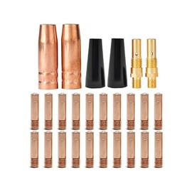26PK Gasless Nozzle KP1939-1 + Gas Nozzle 21-50 + Diffusers 35-50 + 11 series Contact tip kits Compatible with Lincoln MIG Welder Gun Magnum 100L K530 & Tweco Mini/#1 Flux Core (26-PK .035 Tips Kit)