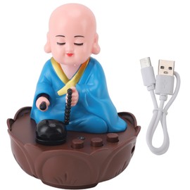 Musical Nodding Monk Figurine Decoration Moving Head Buddha Statue with USB Charging Cable Blue