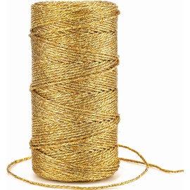 100M/328 Feet Gold String Twine for Crafts Decorative Metallic Bakers String Bakers Twine Glitter Gold Cord for Crafting Decorative Wrapping Twine String for DIY Crafts Presents Gift Wrapping