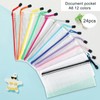 A4 Mesh Document Bag, 24 PCS Clear Pencil Case, Colourful